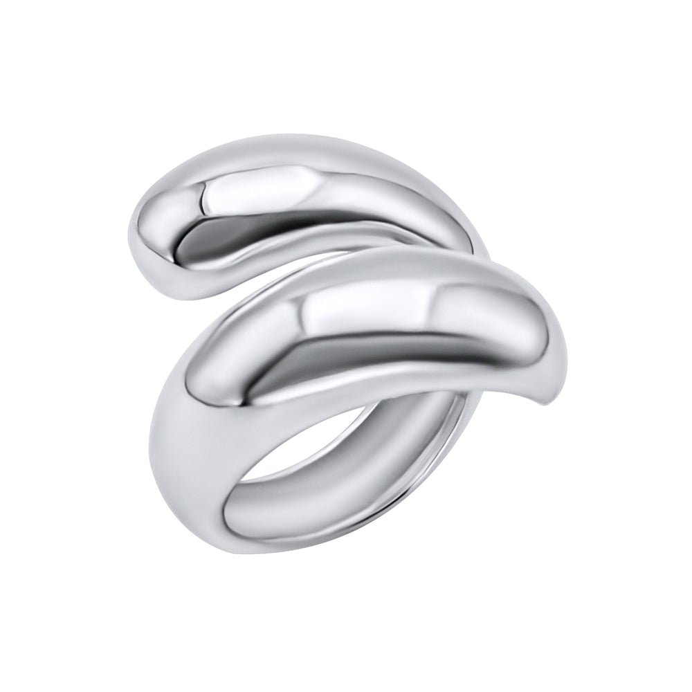 Sterling Silver Extra Chunky Teardrop Wrap Ring - Puffed Water Drop