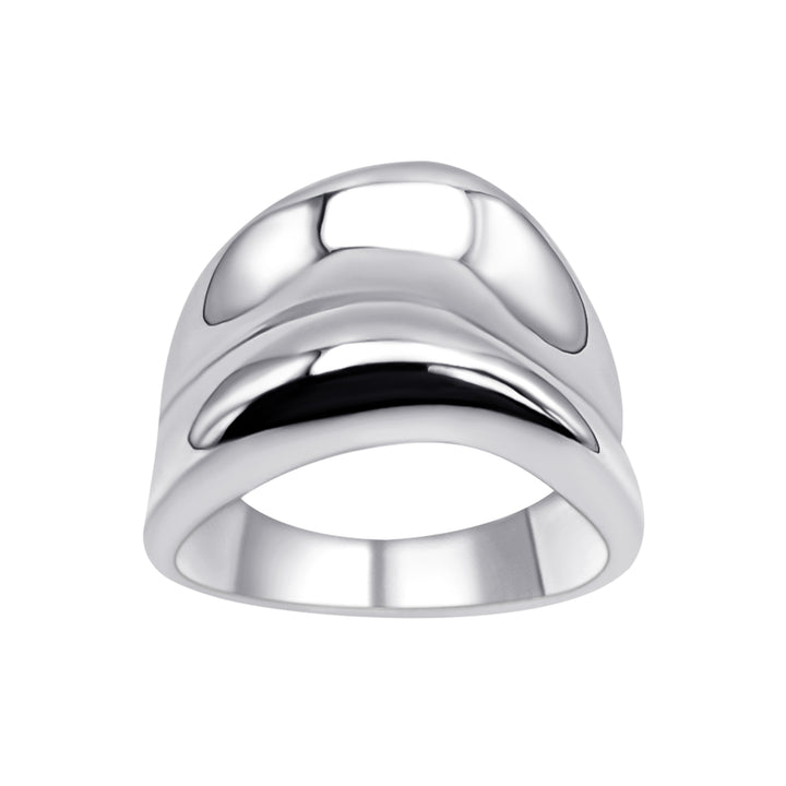Chunky sterling silver concave ring with tapered band