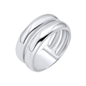 
                  
                    Sterling Silver Chunky Double Court Ring - Minimalist Wide Multi-Band
                  
                