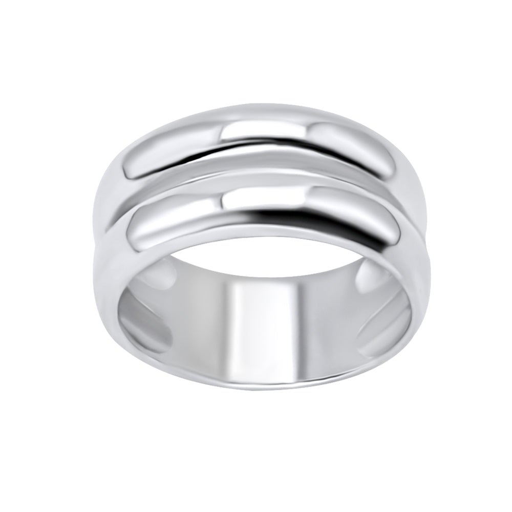 
                  
                    Sterling Silver Chunky Double Court Ring - Minimalist Wide Multi-Band
                  
                