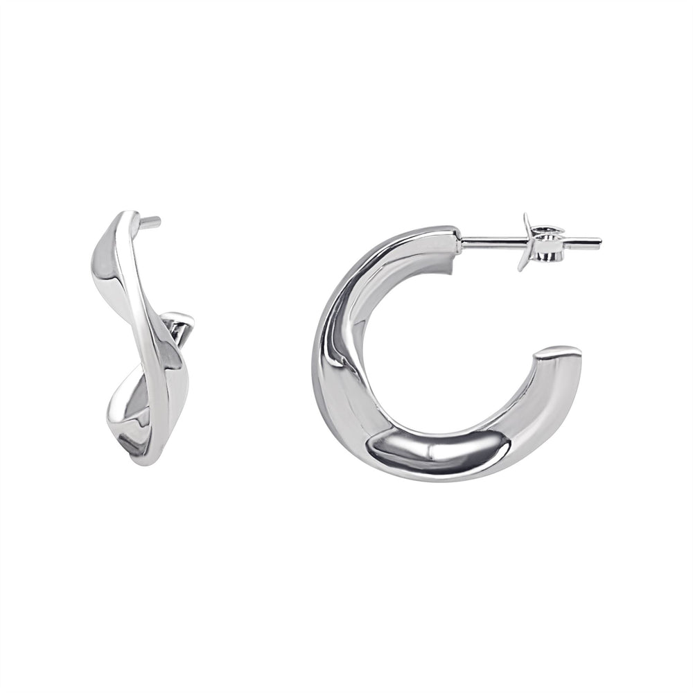 Sterling Silver Ripple Hoop Earrings - 20mm Chunky Twisted Hoops