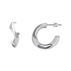 
                  
                    Sterling Silver Ripple Hoop Earrings - 20mm Chunky Twisted Hoops
                  
                