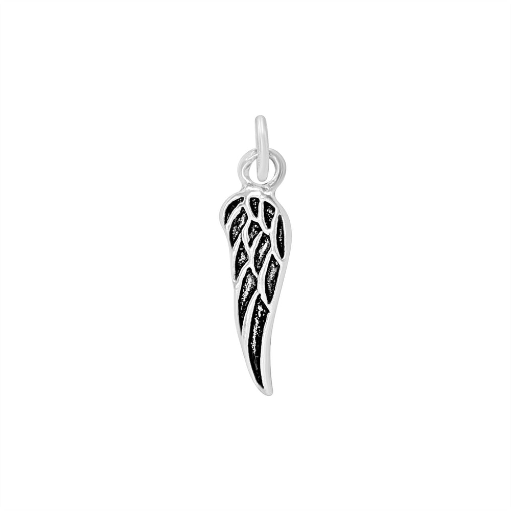 Sterling Silver Angel Wing Charm - Small Feather Shaped Pendant