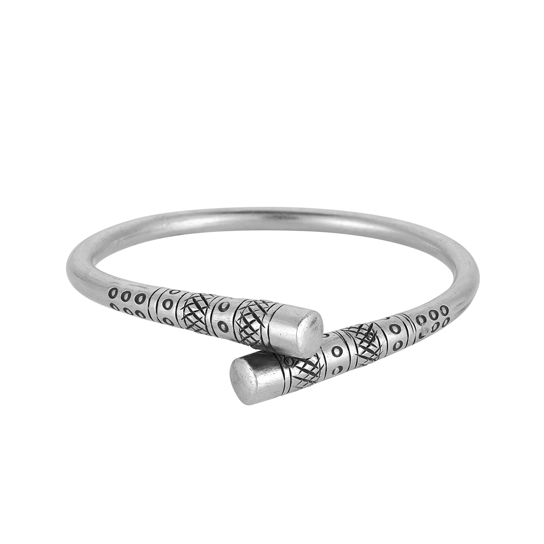 Hill Tribe Chunky Wrap Bangle Tapered Tribal Motif Design