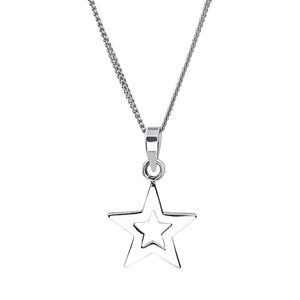 
                  
                    Sterling Silver Open Star Pendant Necklace - Celestial Design
                  
                