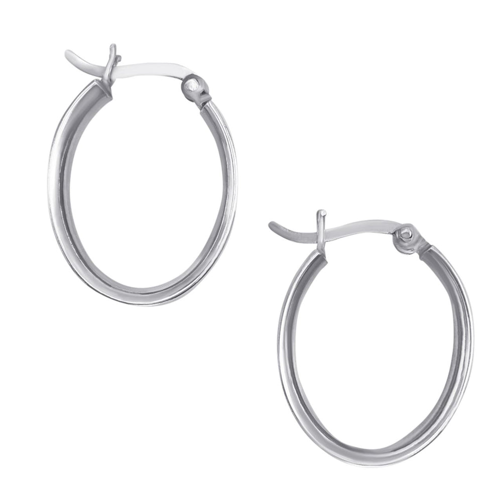 Sterling Silver Oval Hoops Chunky Thick Flat Tube Hoop Earrings