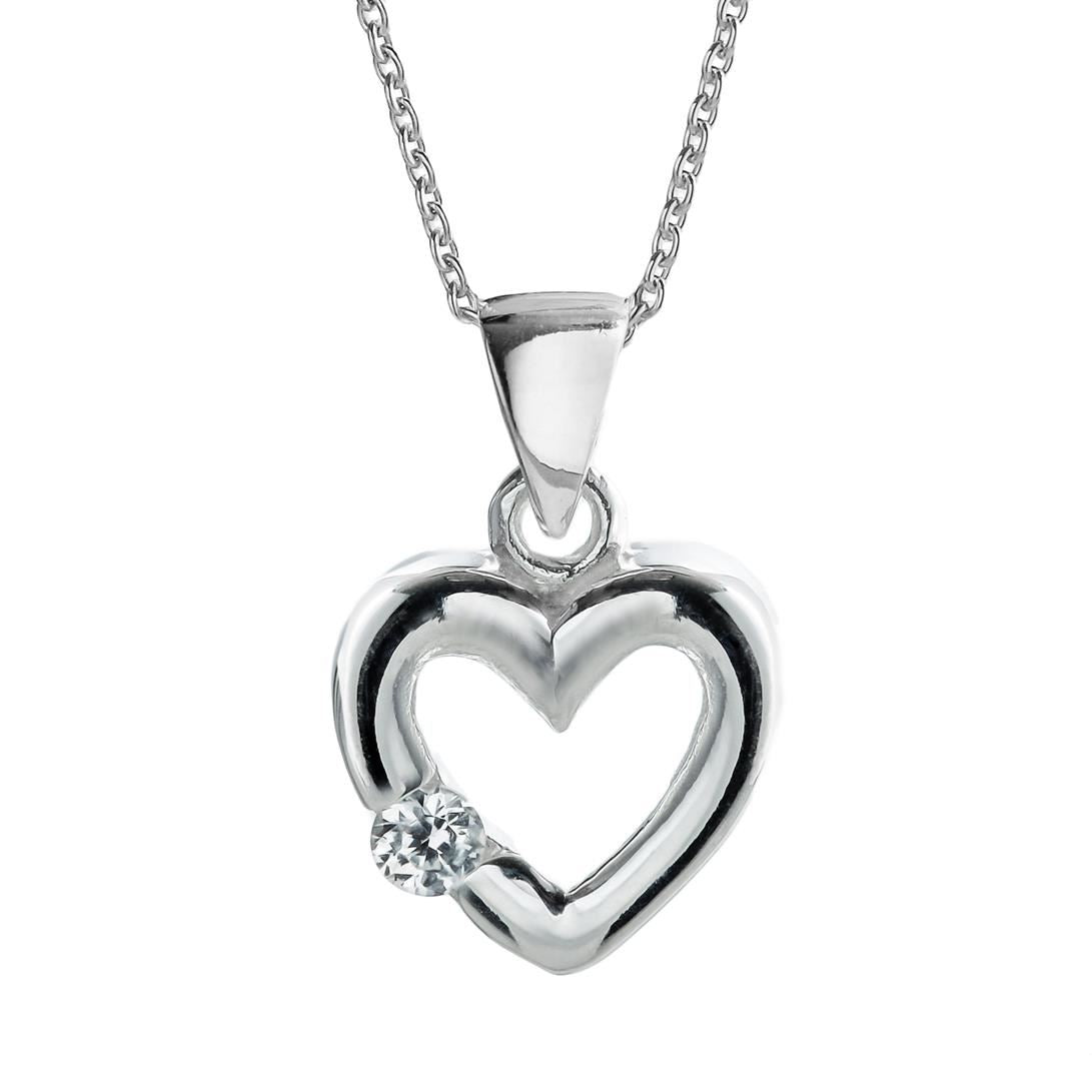 Sterling Cubic Zirconia Heart Pendant Necklace