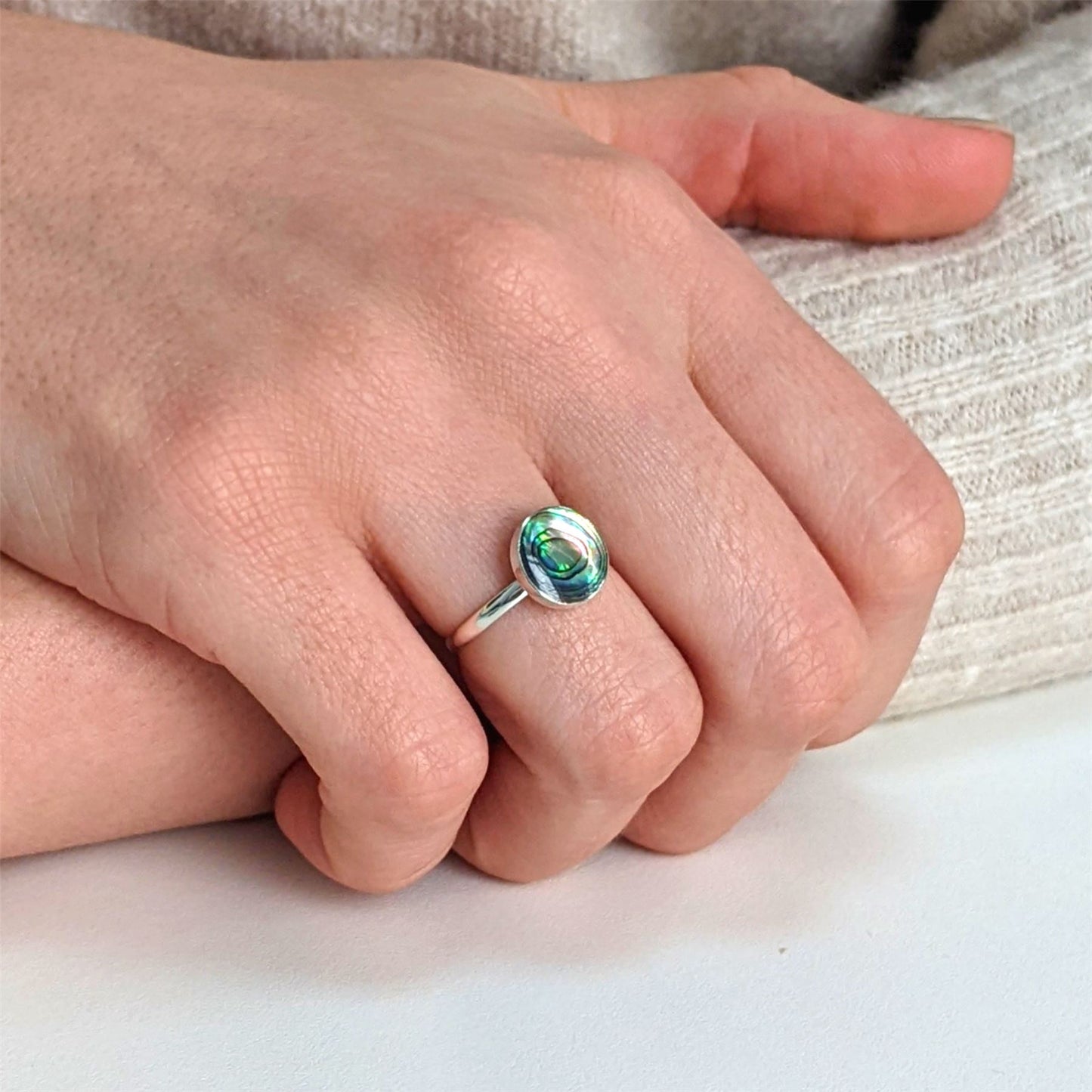 
                  
                    Sterling Silver Abalone Shell Circle Ring
                  
                