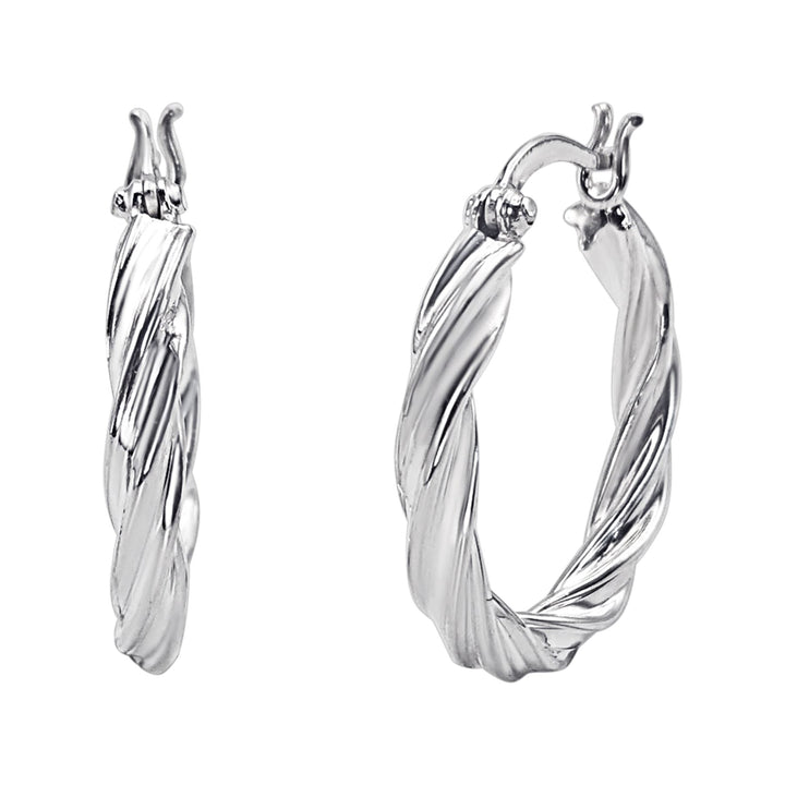 Sterling silver chunky twisted hoop earrings — 25mm textured creole hoops