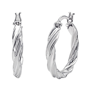 
                  
                    Sterling Silver Chunky Twist Hoop Earrings - 25mm Medium Hoops
                  
                