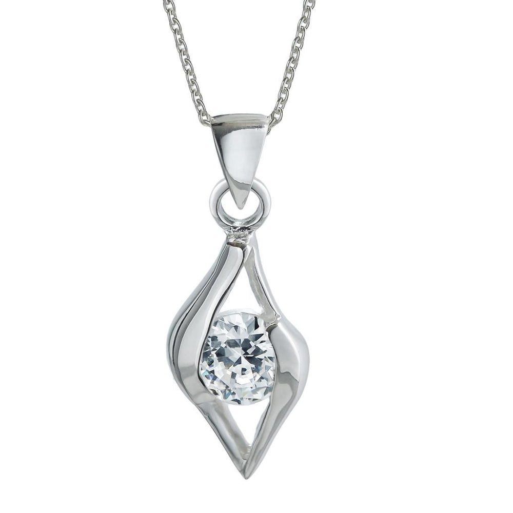 Sterling Silver Cubic Zirconia Eye Pendant Necklace