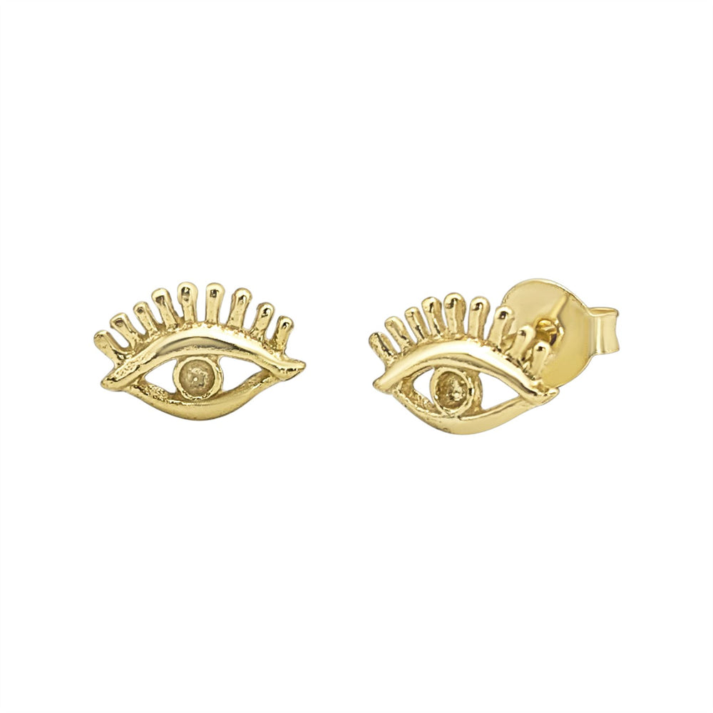 Gold-Plated Sterling Silver Evil Eye Studs - Dainty Spiritual Design