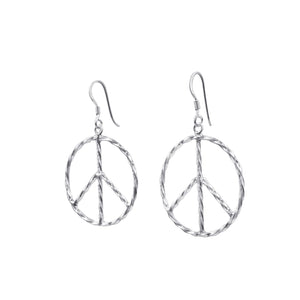 
                  
                    Sterling Silver Large Peace Sign Dangle Earrings Twisted Square Tube
                  
                