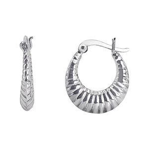 
                  
                    Sterling Silver Chunky Croissant Hoop Earrings - 20mm Tapered Ribbed
                  
                