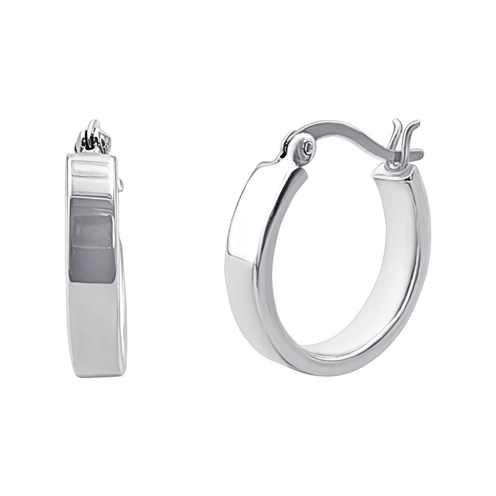 Sterling Silver Chunky Hoop Earrings - 20mm Flat Square Tube Hoops