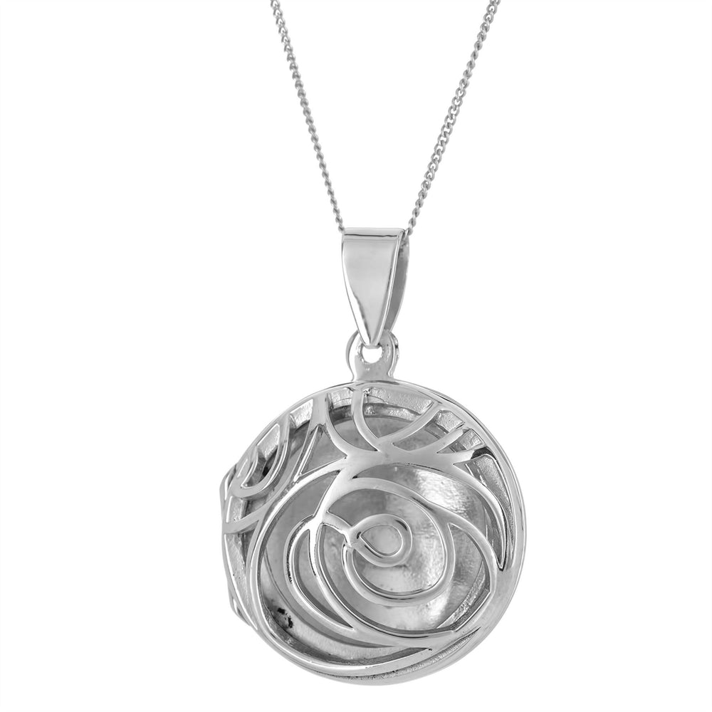 
                  
                    Sterling Silver Cut-Out Pattern Round Locket Pendant Necklace
                  
                