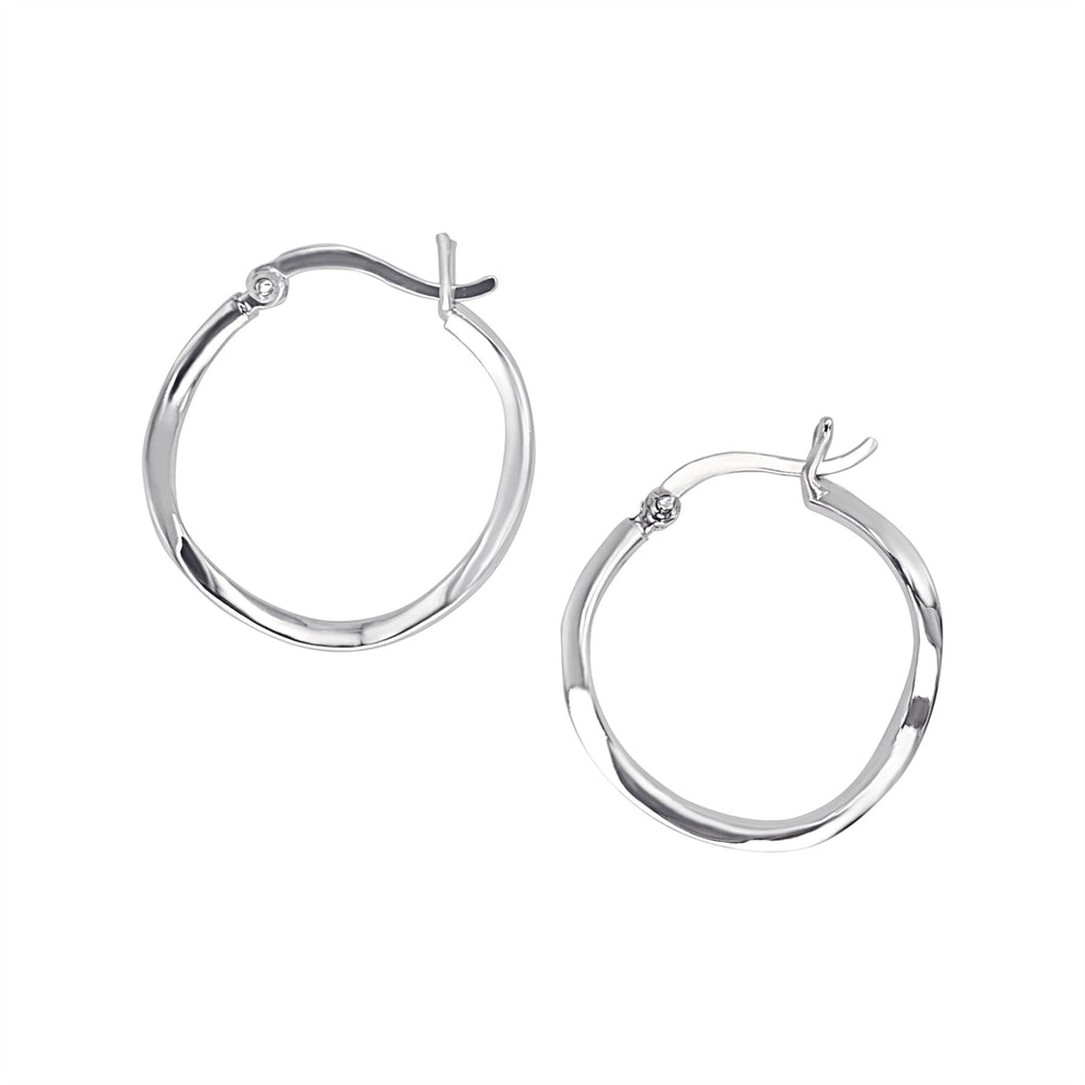 Sterling Silver Rippled Square Tube Hoop Earrings - 25mm Chunky Hoops