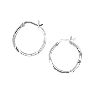 
                  
                    Sterling Silver Rippled Square Tube Hoop Earrings - 25mm Chunky Hoops
                  
                