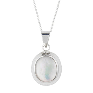 
                  
                    Sterling Silver White Mother of Pearl Shell Oval Necklace
                  
                