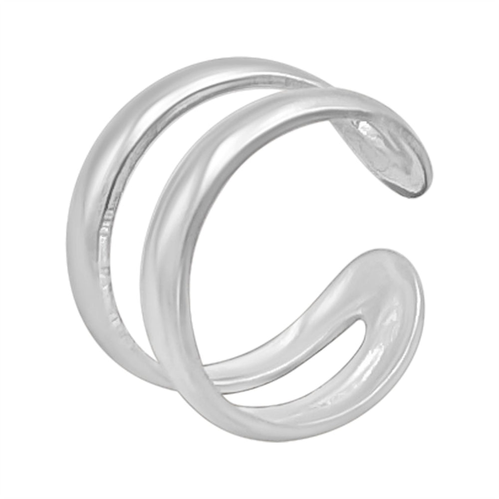 Sterling Silver Adjustable Double Hoop Ear Cuff - Illusion Style