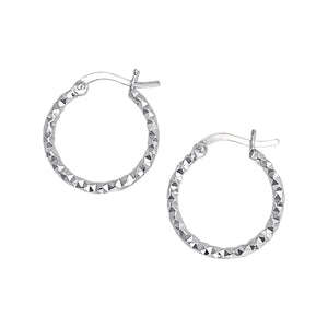 
                  
                    Sterling Silver Faceted Hoop Earrings - 20mm Diamond-Cut Hoops
                  
                