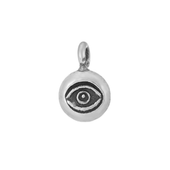 Hill Tribe Silver Small Eye Charm - Small Tribal Pendant
