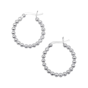 
                  
                    Sterling Silver Chunky Ball Hoop Earrings - 25mm Bold Beaded Hoops
                  
                