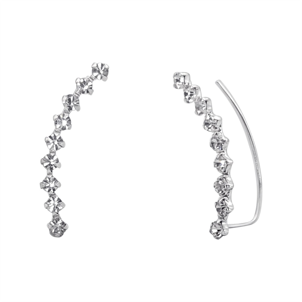 Sterling Silver Cubic Zirconia Climber Earrings - Sparkly Climbers