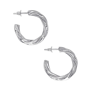 
                  
                    Sterling Silver Chunky Twist Hoop Earrings - 25mm Square Tube Hoops
                  
                