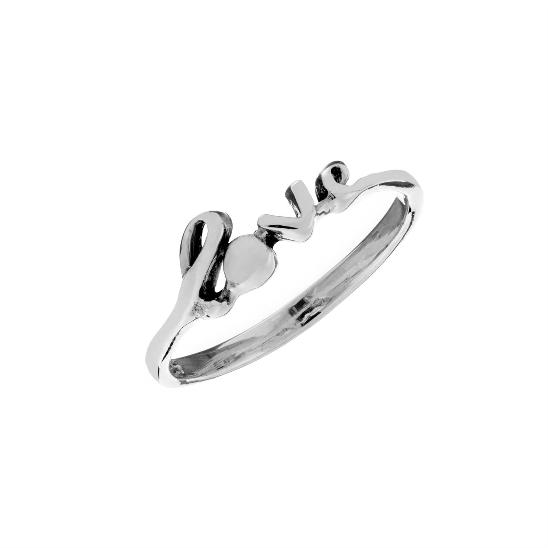 Sterling Handwritten Love Script Ring Stacking Band