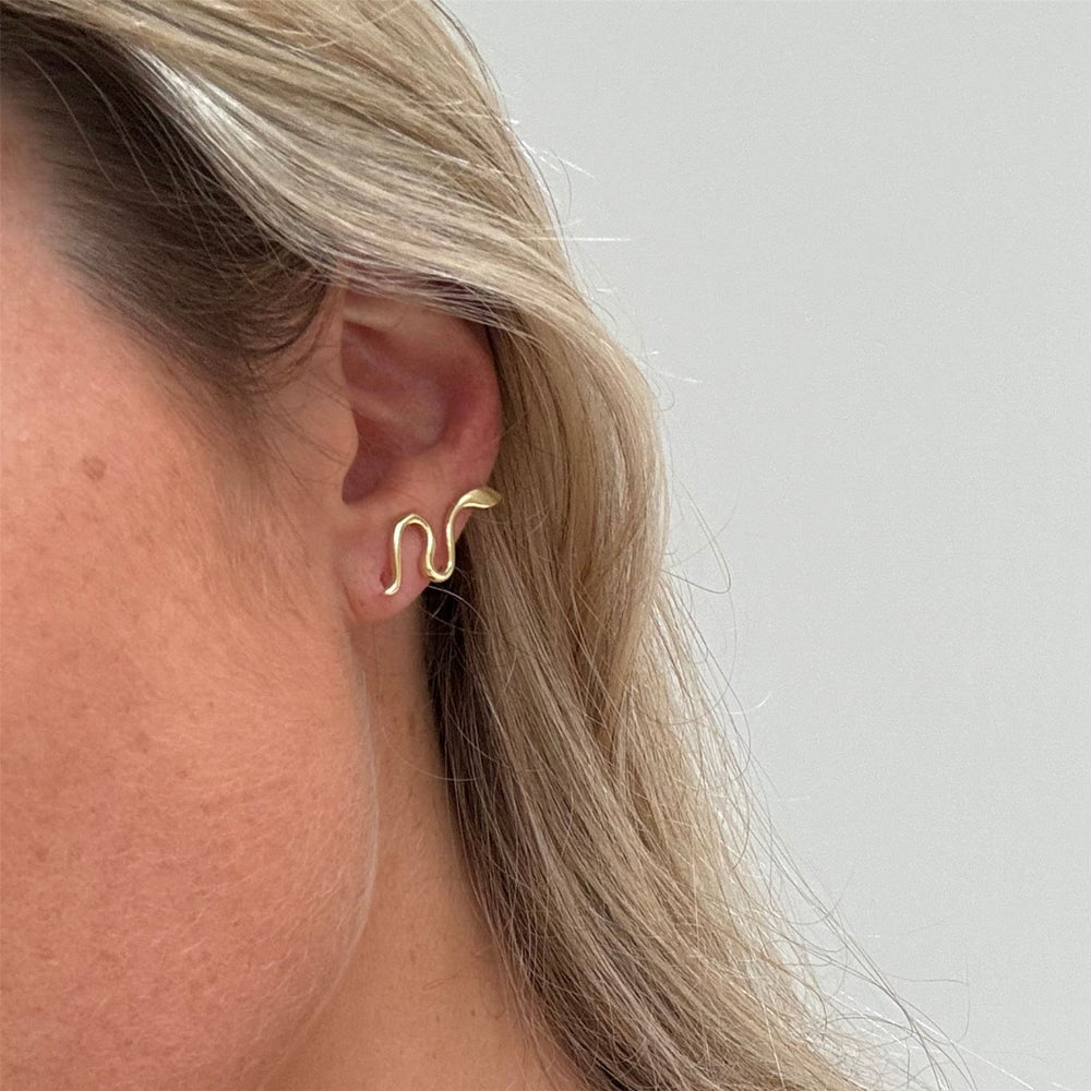 
                  
                    Gold-Plated Sterling Silver Snake Climber Earrings - Serpent Design
                  
                