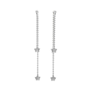 
                  
                    Sterling Silver Front and Back Star Drop Earrings - Ball Chain Design
                  
                