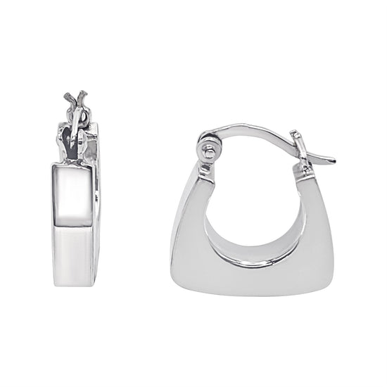 Sterling Silver Tapered Triangular Hoop Earrings - Small Flat Edge Hoops
