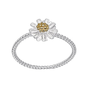 
                  
                    Gold Plated Sterling Silver Daisy Ring - Twisted Rope Friendship Band
                  
                