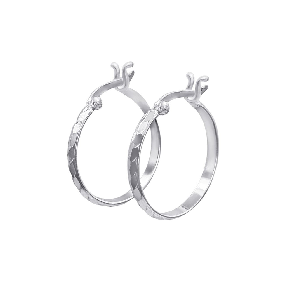 
                  
                    Sterling Silver Medium Hoop Earrings Diamond Cut Hoop Earrings Flat Edge
                  
                