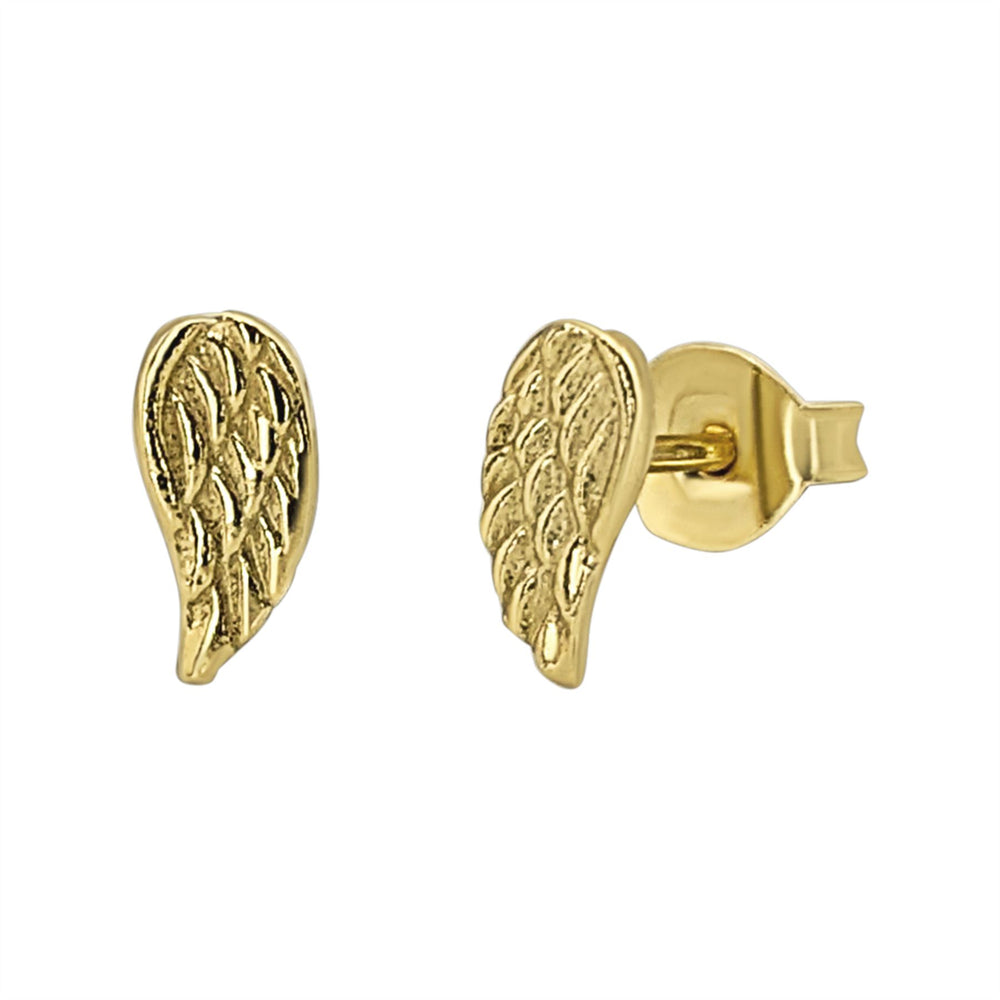 Gold-Plated Sterling Silver Small Angel Wing Stud Earrings