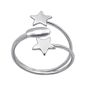 
                  
                    Sterling Silver Wrap Double Star Toe Ring - Adjustable Midi Pinky Ring
                  
                