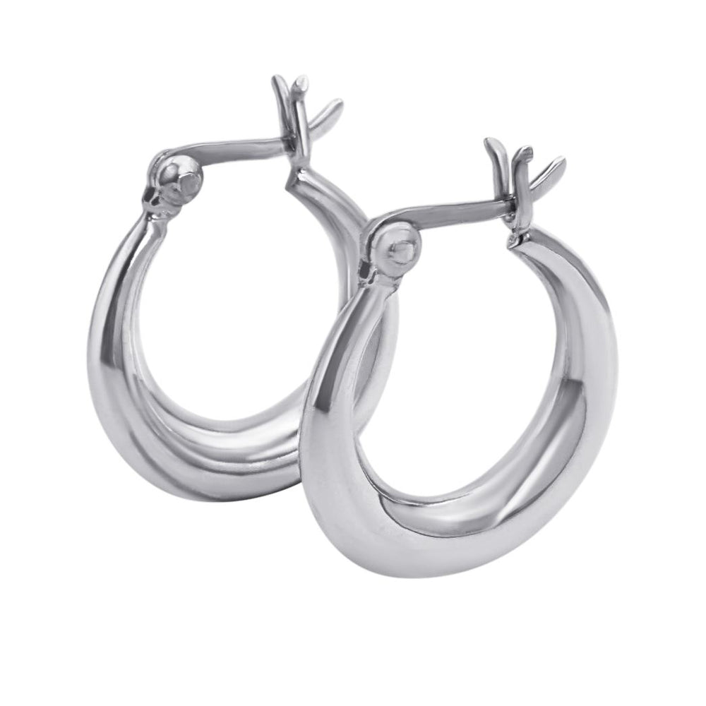 Orecchini A Cerchio In Argento Sterling 925 Per Donna – Modello Twisted Italiano A Doppio Giro Con Chiusura A Scatto – Charmsy