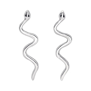 
                  
                    Sterling Silver Long Snake Earrings - Wavy Serpent Design
                  
                