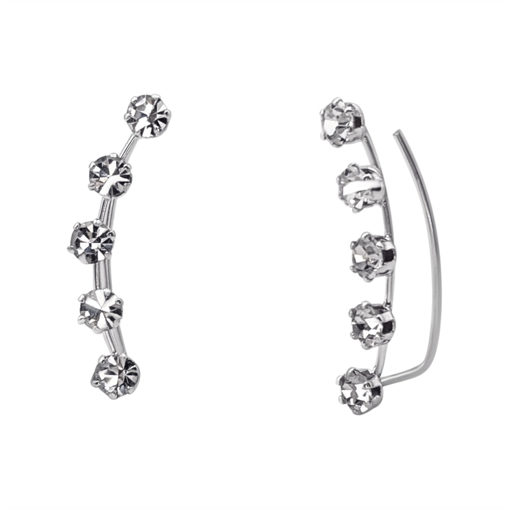 Sterling Silver CZ Hexagonal Crystal Climber Earrings - Constellation Climbers