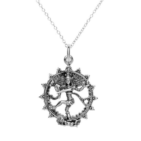 Sterling Silver Dancing Shiva Nataraja Pendant – Hindu God Necklace