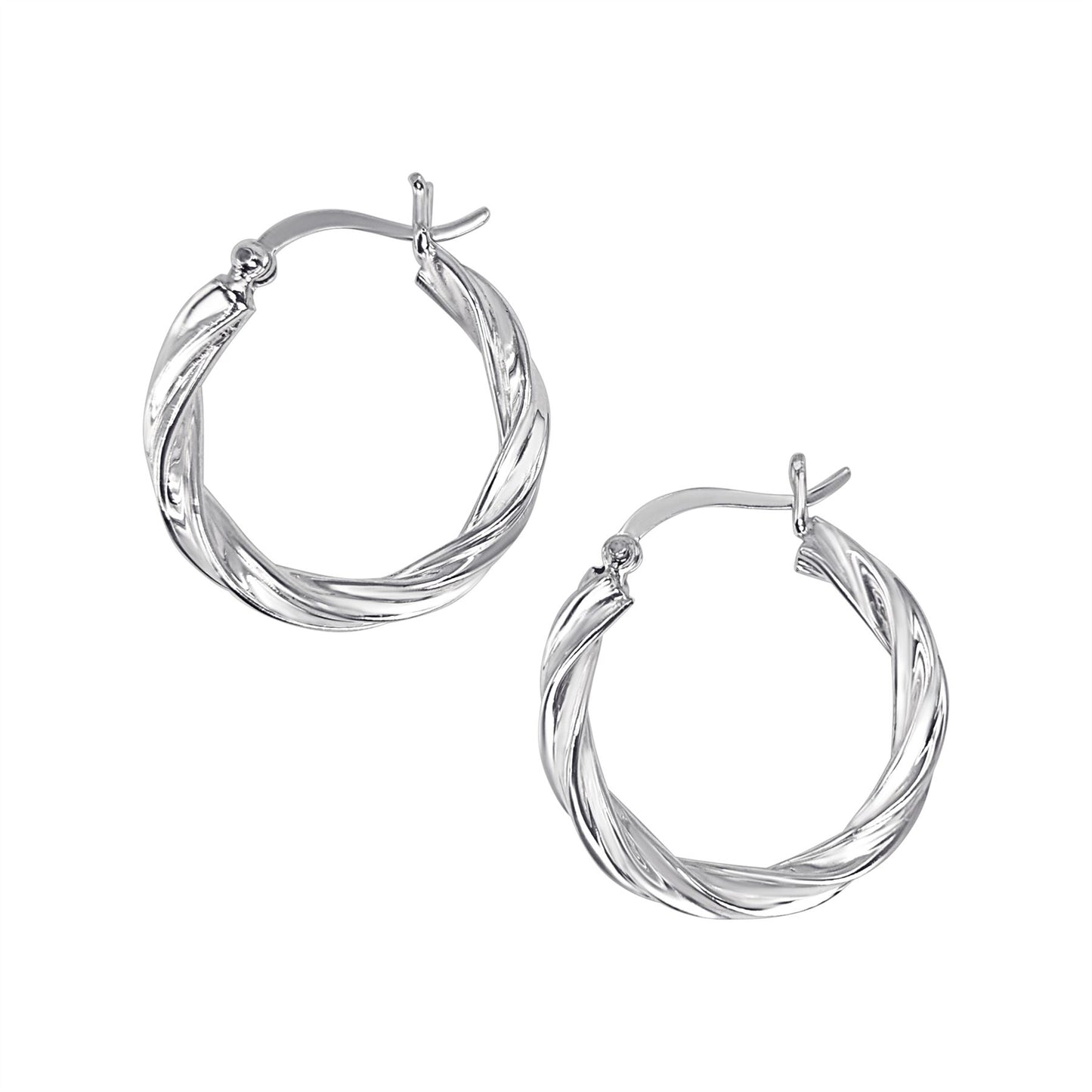 925 sterling silver twist hoop earrings with saddleback closure