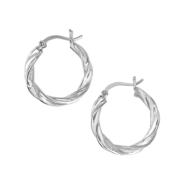 925 sterling silver twist hoop earrings with saddleback closure