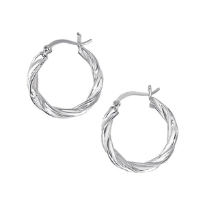 
                  
                    Sterling Silver Chunky Twist Hoop Earrings - 25mm Medium Hoops
                  
                