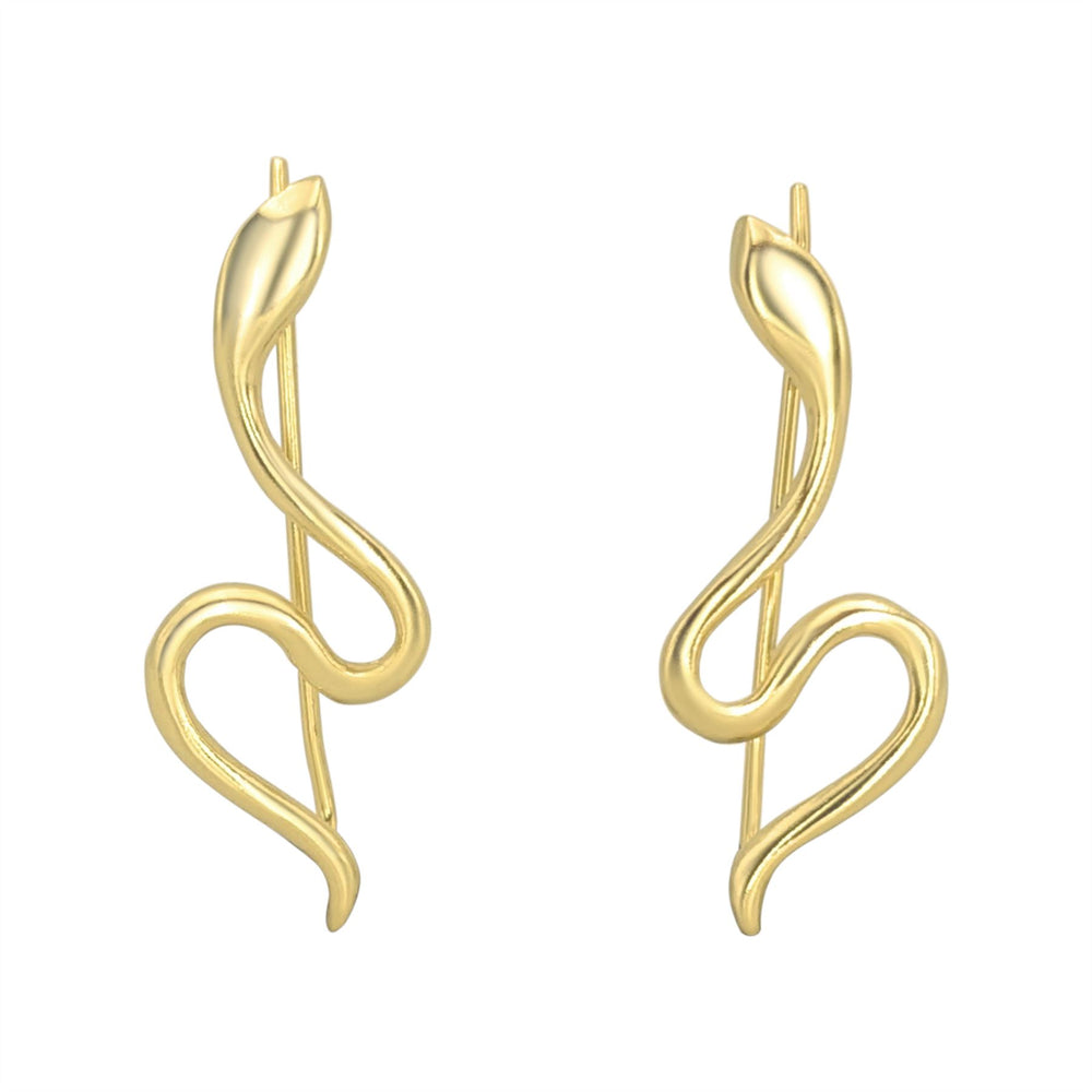 Gold-Plated Sterling Silver Snake Climber Earrings - Serpent Design