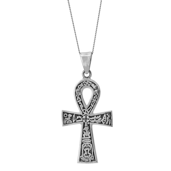 Sterling Silver Egyptian Ankh Cross Pendant Necklace