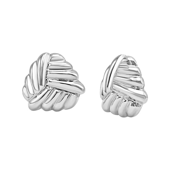 Sterling Silver Ribbed Triangle Stud Earrings - Large Vintage Ripple Studs