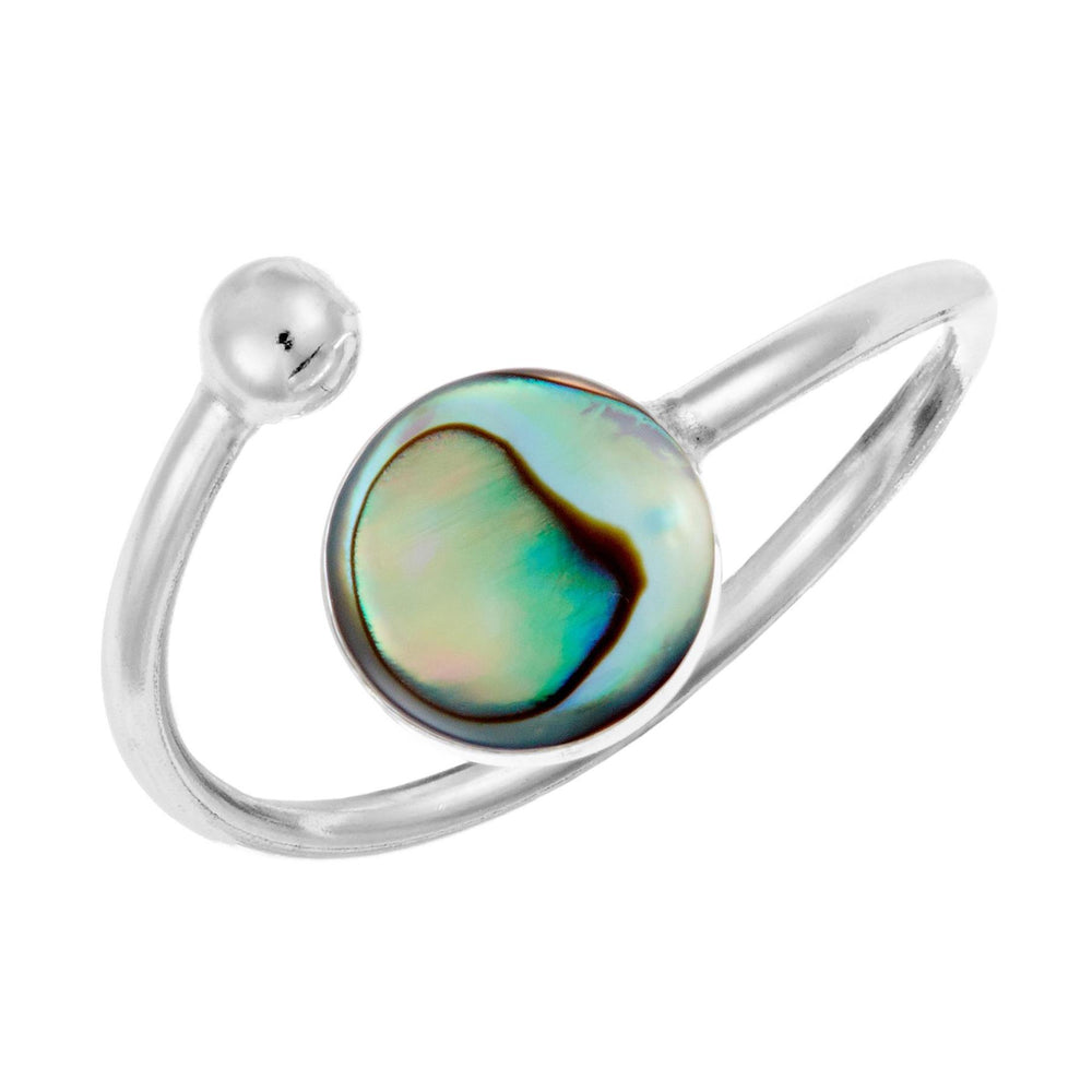 Sterling Silver Abalone Shell Iridescent Swirl Ring