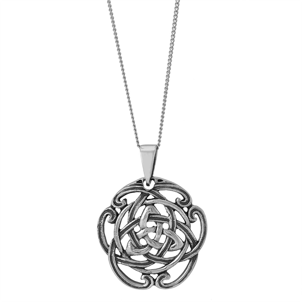 Sterling Silver Celtic Dara & Triquetra Pendant Necklace