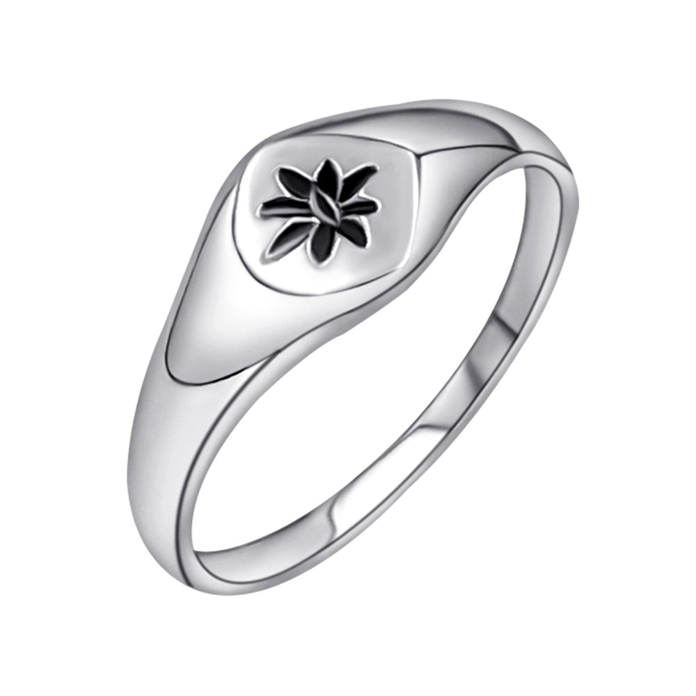 Sterling Silver North Star Signet Ring - Classic Celestial Band